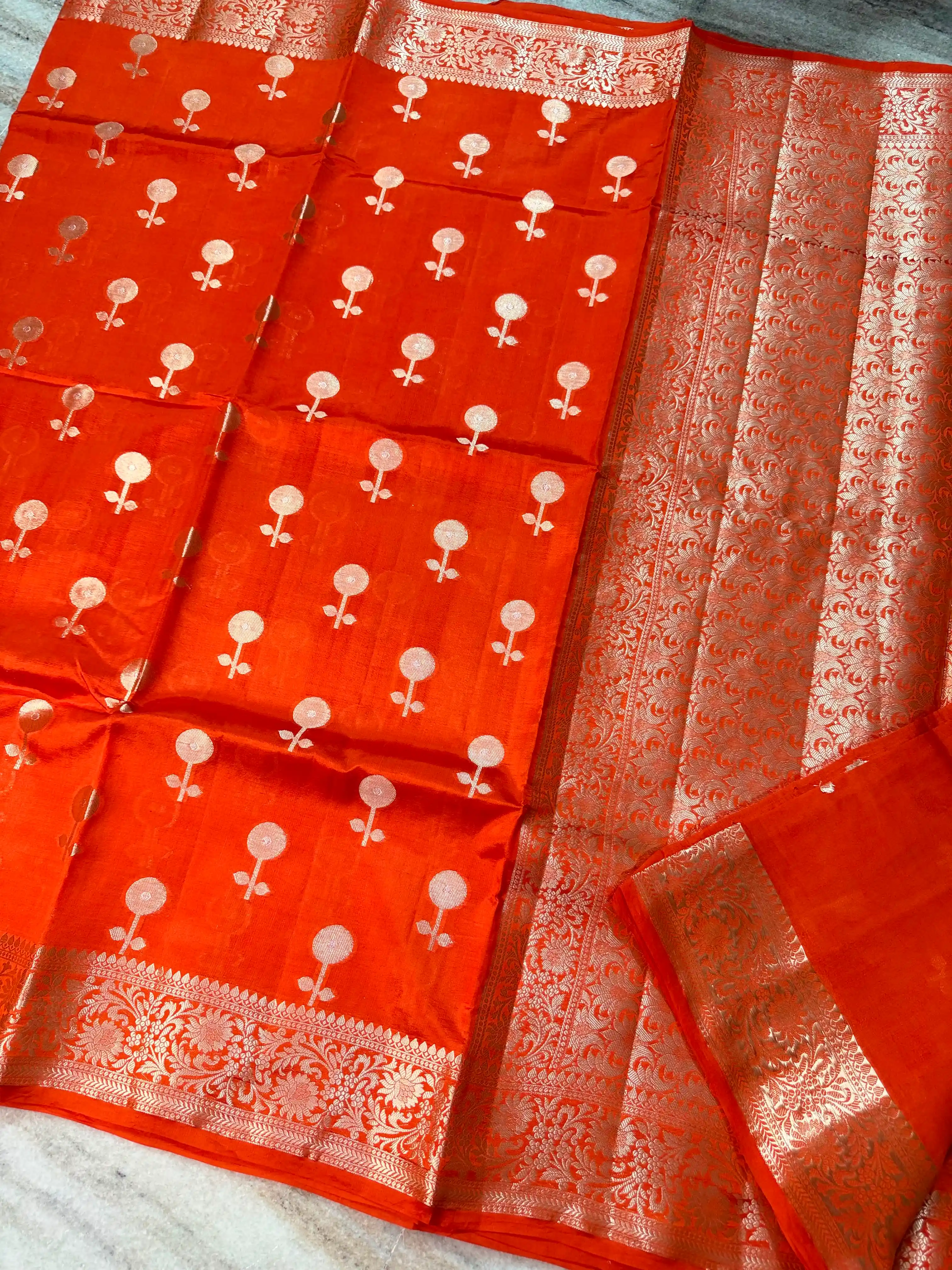 Banarasi Mashru Katan Floral Buti Silk Saree